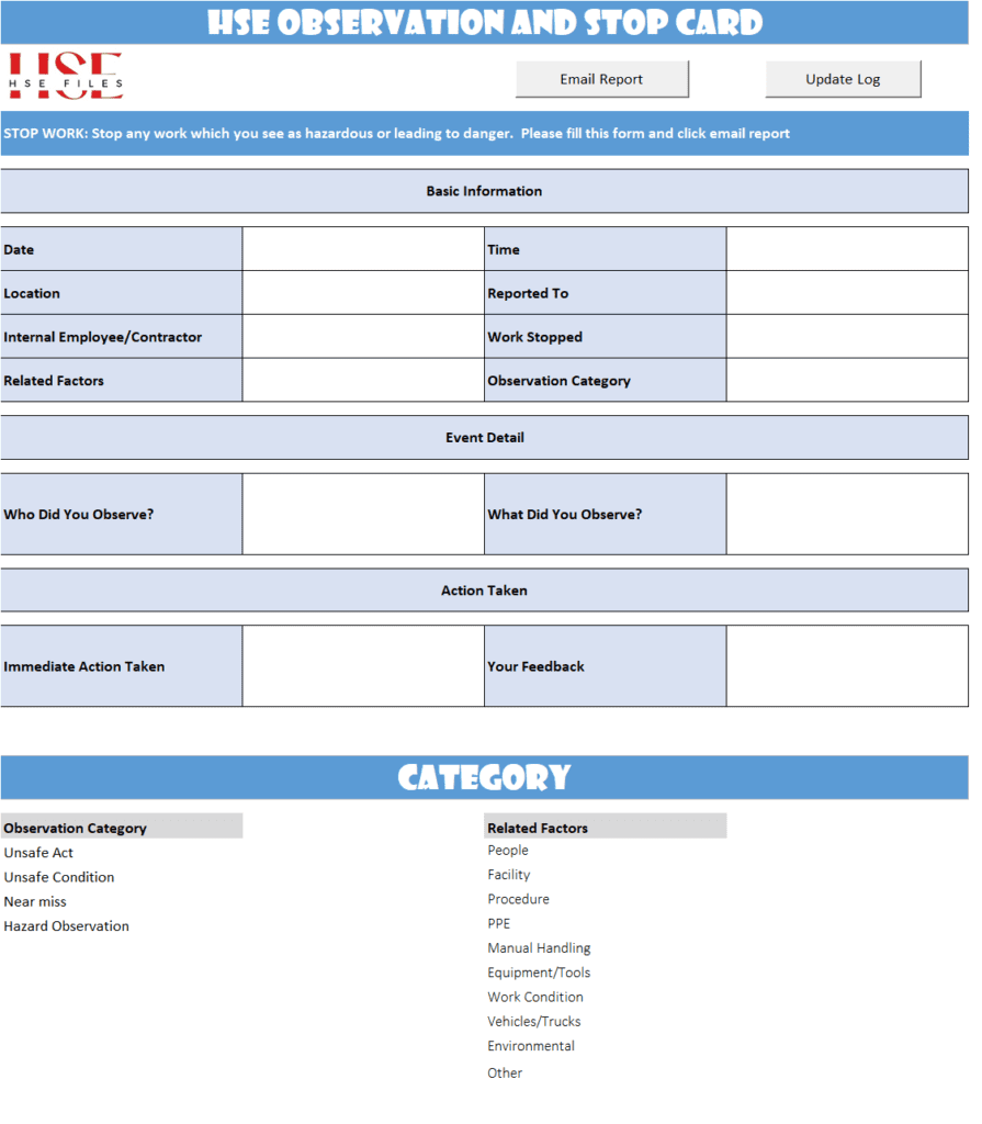 HSE Observation And Stop Card Template Hsefiles