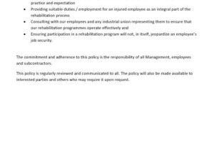 Rehabilitation Policy