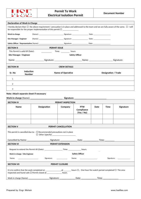 PTW Electrical Isolation