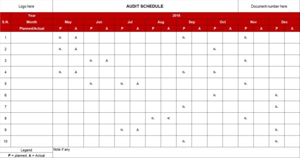 Audit Schedule Template