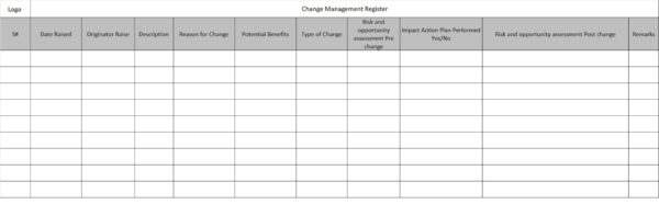Change Management Register Change Management Register