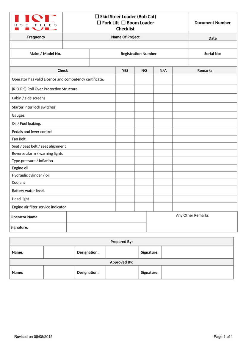 44 QHSE Checklists – hsefiles.com