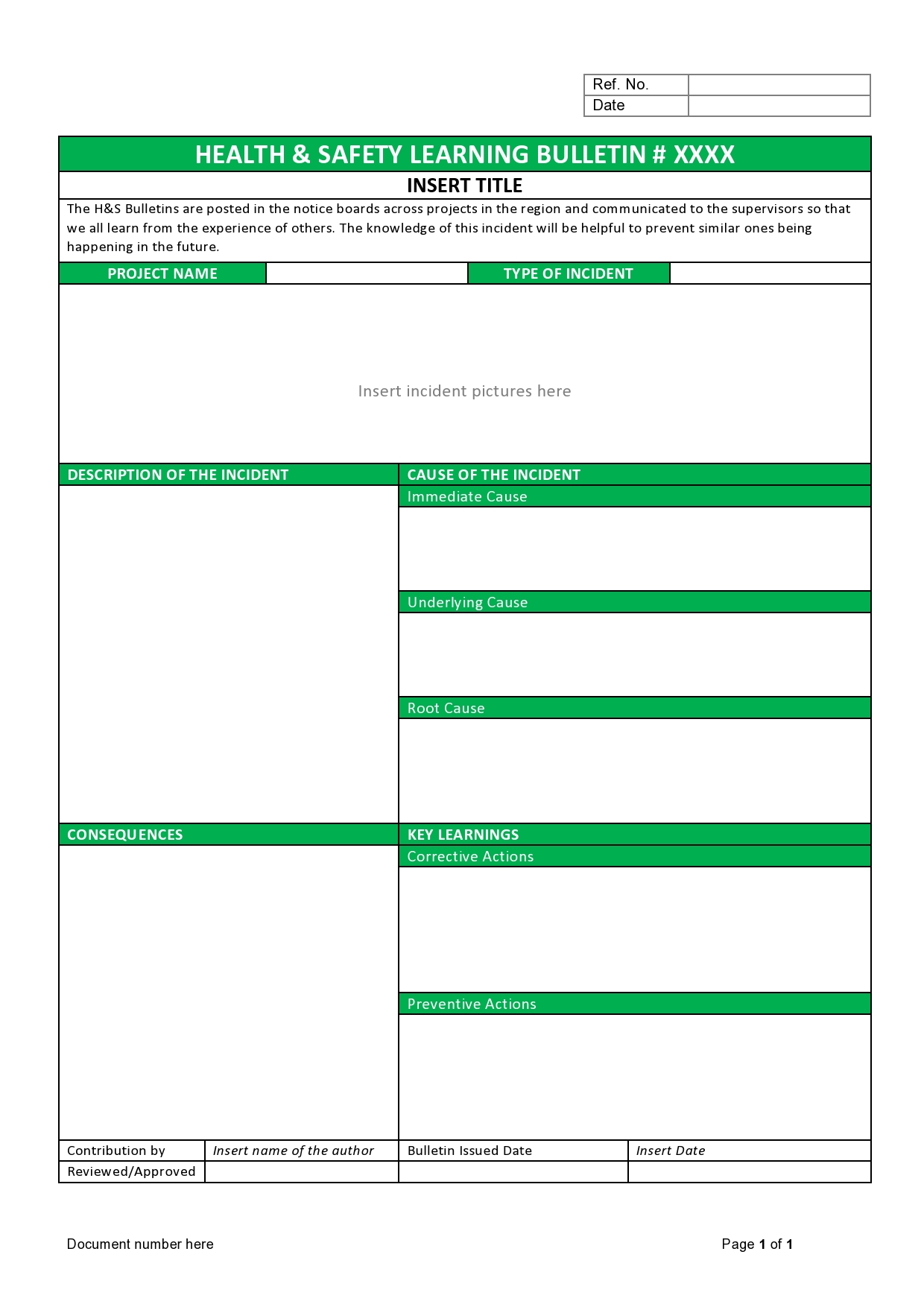 Health and safety Learning Bulletin Template