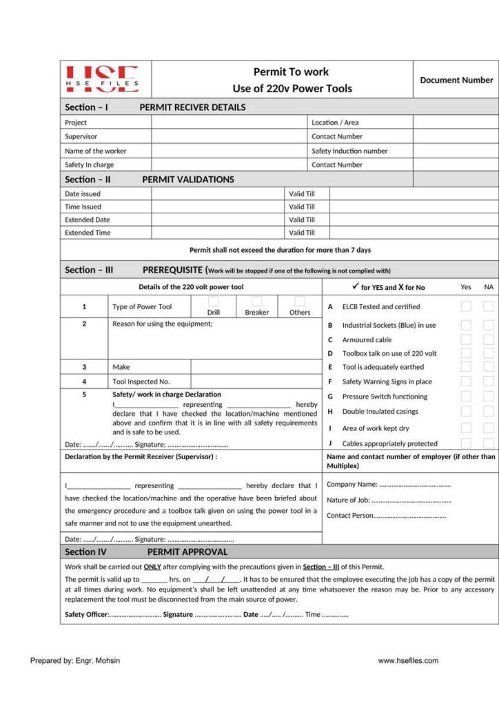 26 Permit to work Forms - hsefiles.com