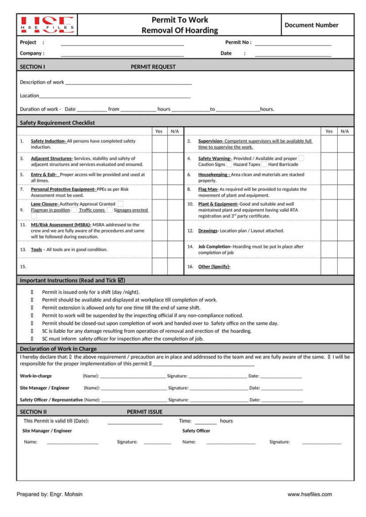 26 Permit to work Forms – hsefiles.com