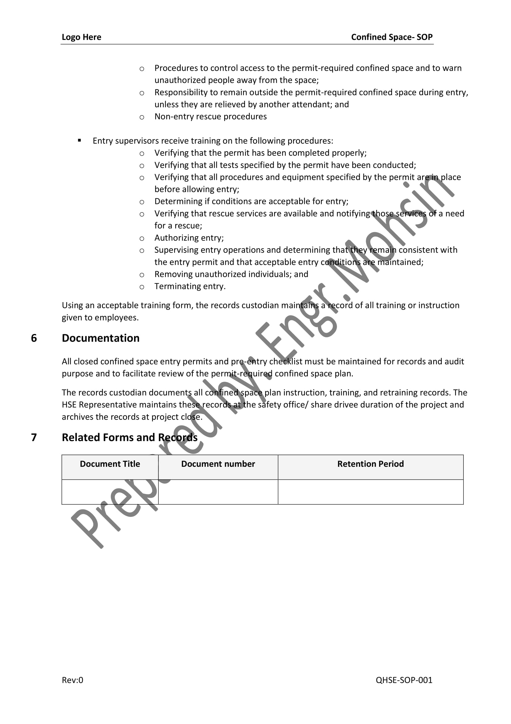 Confined Space-Standard Operating Procedure – hsefiles.com