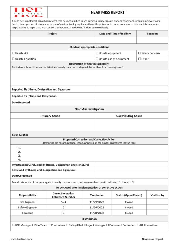 Near Miss Report